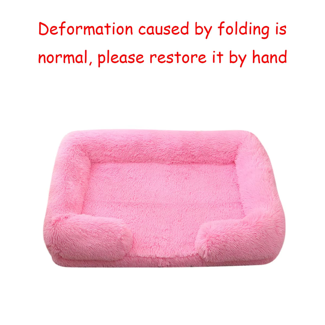 Square Dog Bed Plush Pet Bed Winter Thickened Pad House for Dogs Bed Cat Sofa for Flyffy Dogs Sleeping Bed Sofa Removable Mat