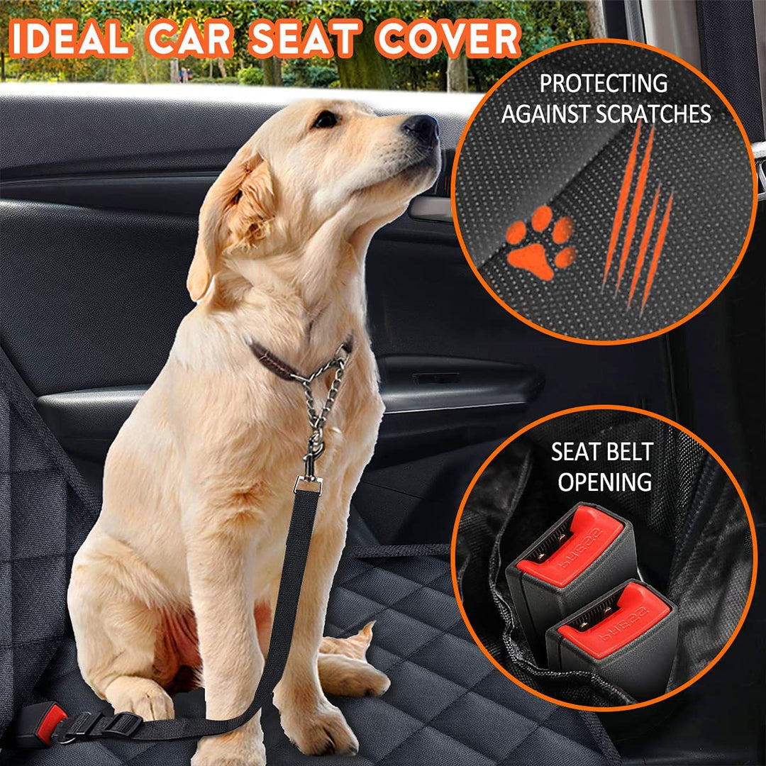Premium Waterproof Dog Car Seat Cover - Non-Slip Back Seat Protector for Most Cars, Trucks, and SUVs with Middle Armrest Access - Black