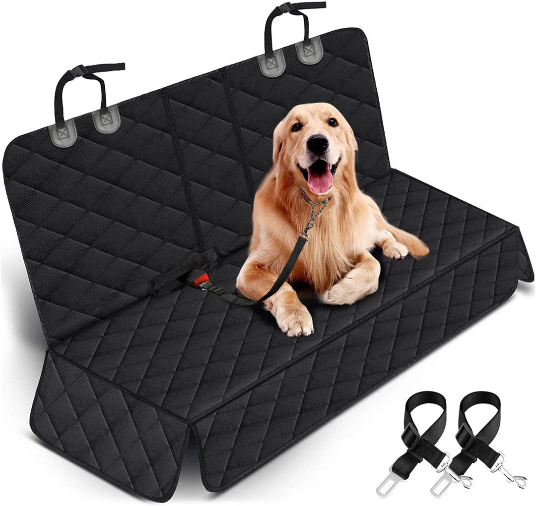 Premium Waterproof Dog Car Seat Cover - Non-Slip Back Seat Protector for Most Cars, Trucks, and SUVs with Middle Armrest Access - Black