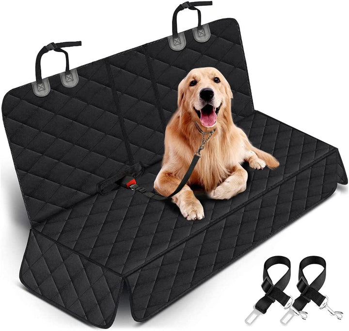 Premium Waterproof Dog Car Seat Cover - Non-Slip Back Seat Protector for Most Cars, Trucks, and SUVs with Middle Armrest Access - Black