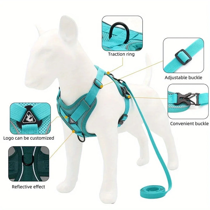 No Pull Dog Harness and Leash Set Adjustable Pet Harness Vest for Small Dogs Cats Reflective Dog Chest Strap Lead Walking