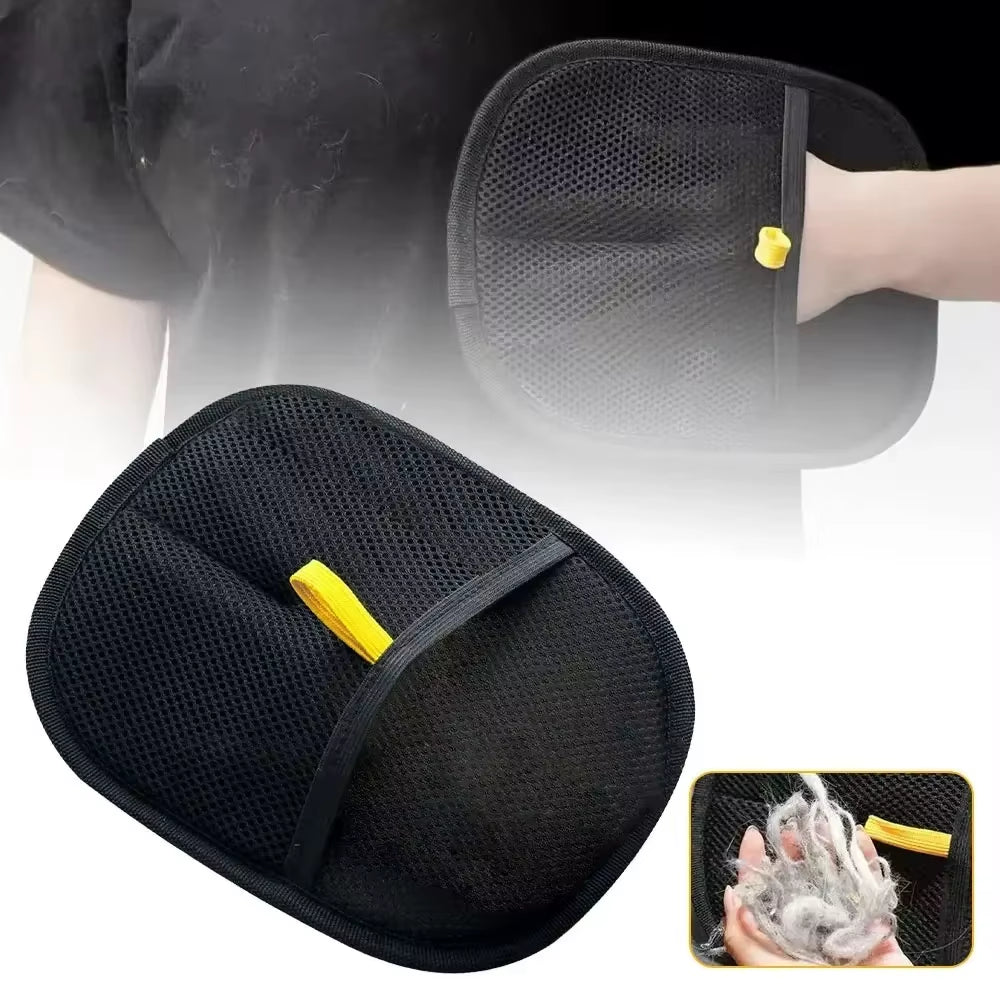 2PCS/SET Double-Sided Pet Grooming Gloves Multi-Functional Soft Static Dedusting Brush Black Thickened Pet Hair Remover Brush