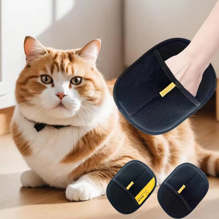 2PCS/SET Double-Sided Pet Grooming Gloves Multi-Functional Soft Static Dedusting Brush Black Thickened Pet Hair Remover Brush